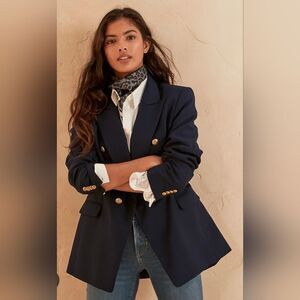 GAP Navy Captains Blazer Double Breasted with Gold Buttons Size Petite 12